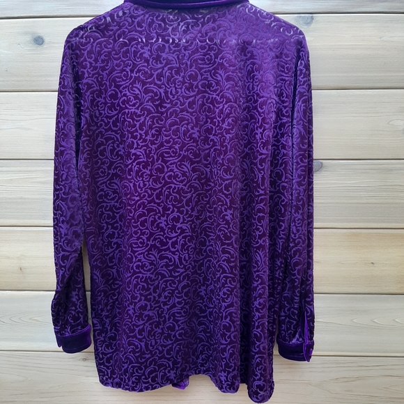 Vintage Koret Maroon Blouse Velvet Velour button down brocade gothic - Picture 5 of 5